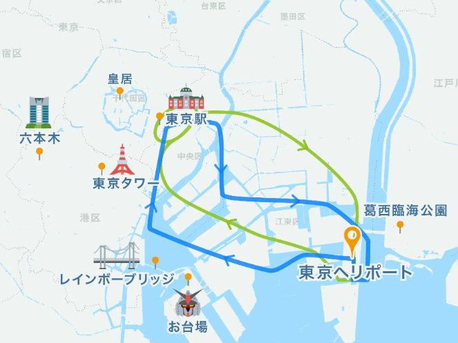 コースマップ:10分プラン ※風向きによりコースが異なります