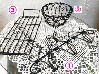 入門編3作品 @フック Aバスケット Bトレーの中からお好きな物をお選びください。この3作品で、ワイヤークラフトの基本が学べます♪