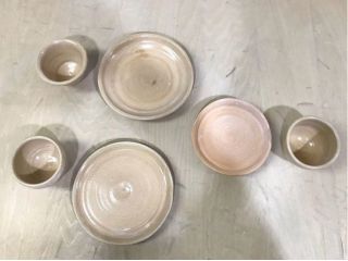 焼きあがったろくろ作品(3名分)