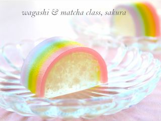 美しい寒天菓子「虹」です。5層の羊羹と上南かんというお菓子で作ります!