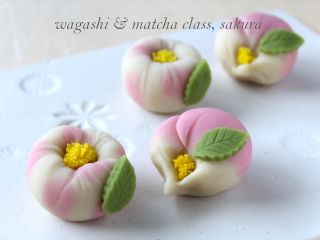 練り切り「さざんか」 2種の異なる形で秋の花を表現します♪