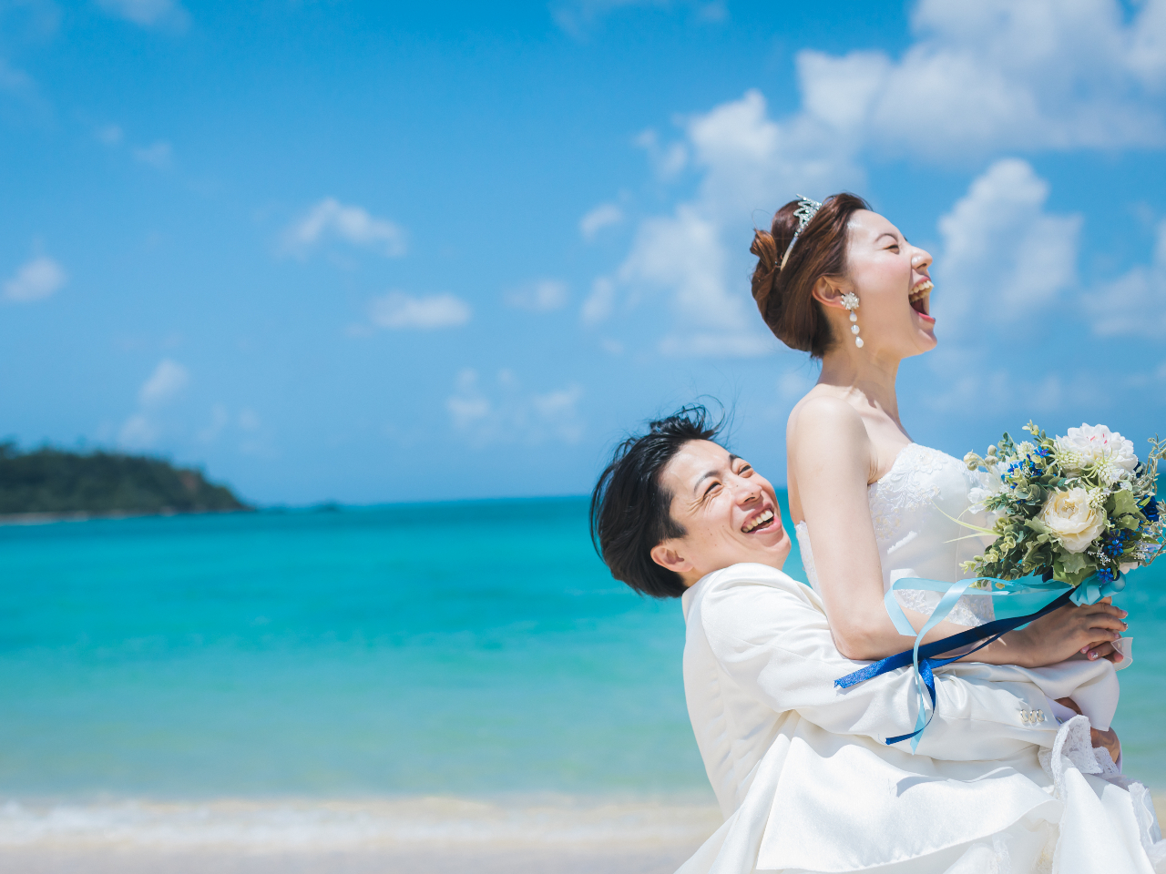 旅フォト 沖縄 ビーチフォトプラン ヘアメイク込みで4時間半完結 沖縄ワタベウェディングリゾ婚ｗｅｂショップ じゃらん遊び体験