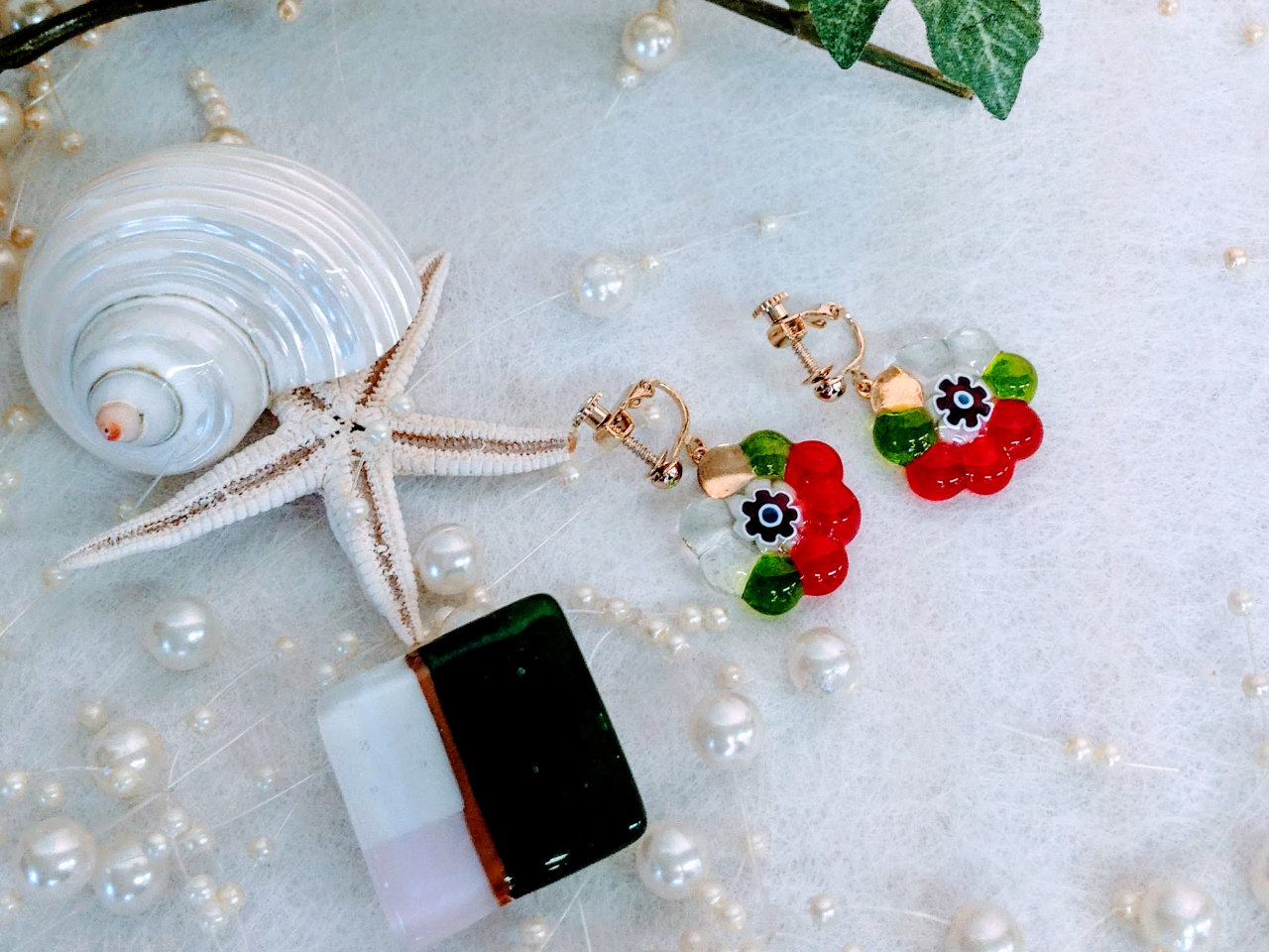 フュージングのアクセサリー2個作り