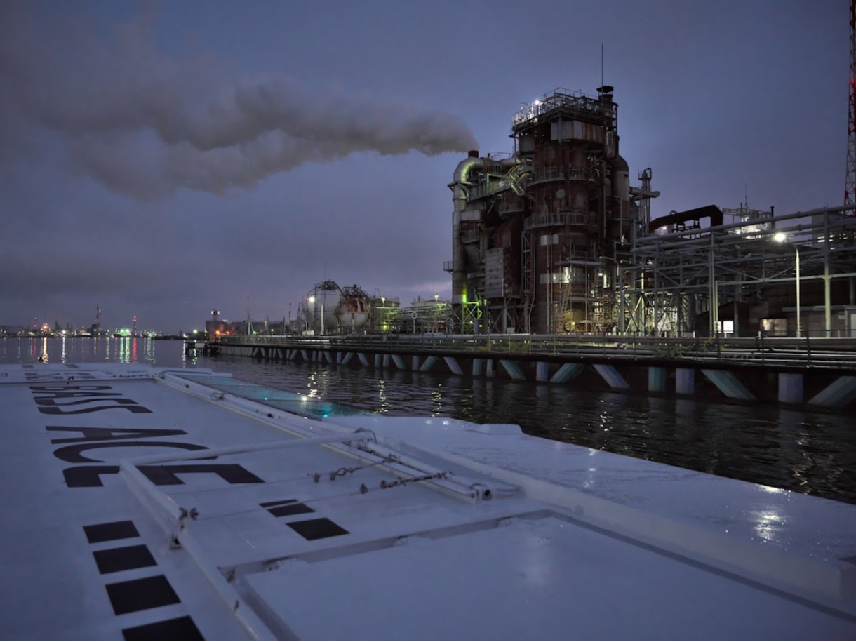 油絵 工場の灯り Ⅰ 川崎工場夜景クルーズ SFのような不思議な光の世界へナイト