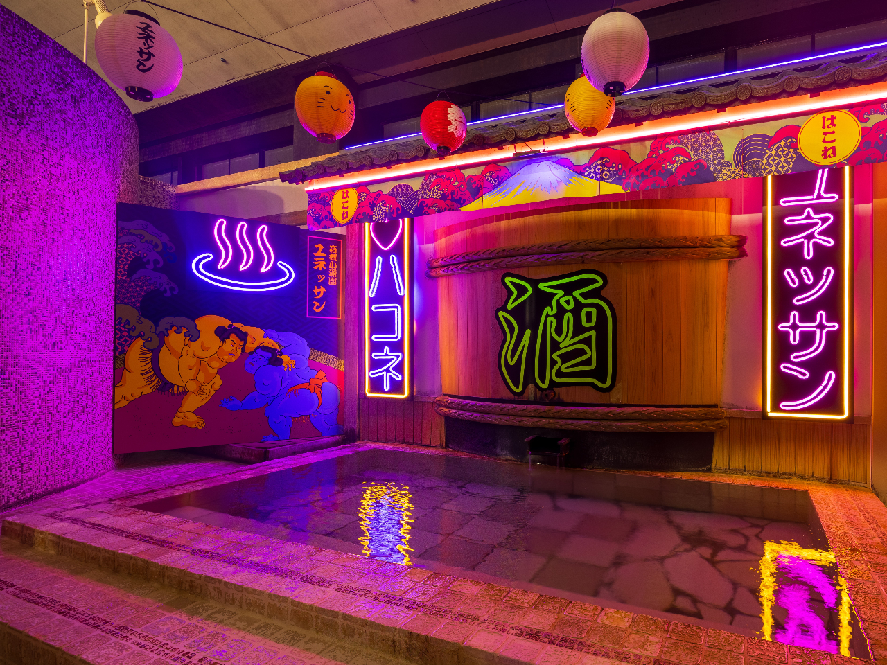 新しくなった酒風呂は、日本酒の香りに癒されよう