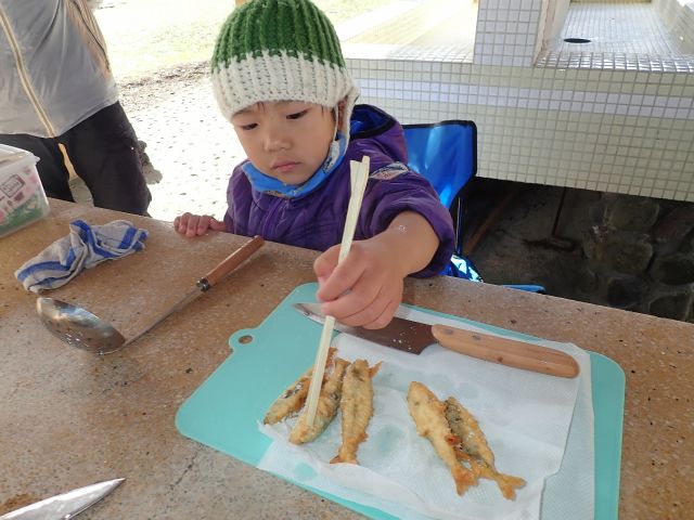 魚の天ぷら、できたていただきまーす!!
