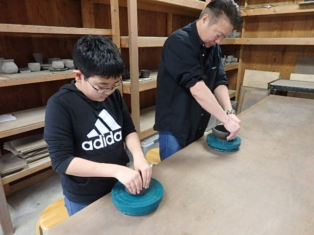 備前焼 手びねり宝瓶 竹摘み 火襷、さんぎり 備前焼・陶芸体験】◇ヒダスキ焼成プラン（ガス窯）◇選べる手