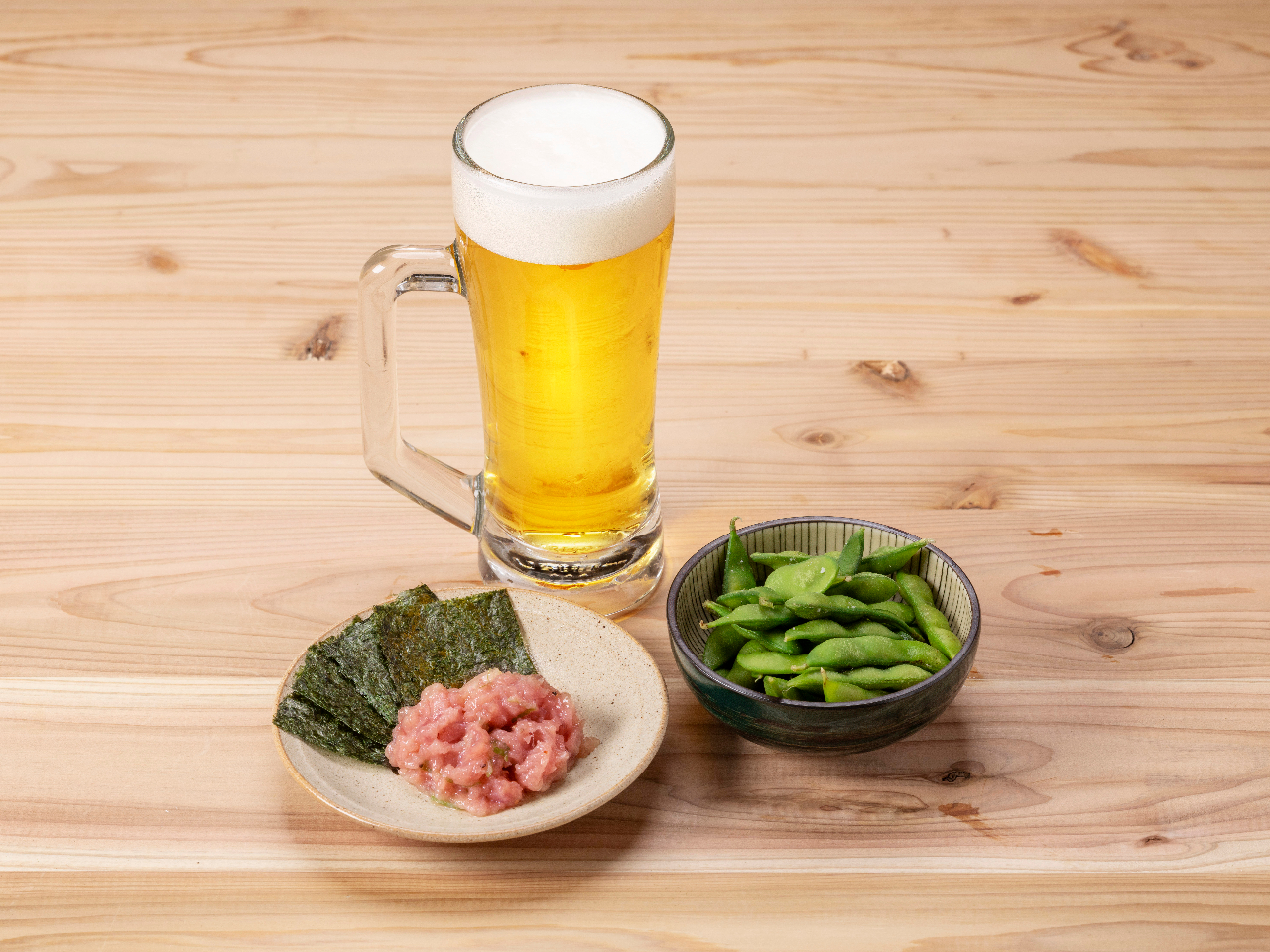 ちょい飲みセット(生ビール+ネギトロ+枝豆)