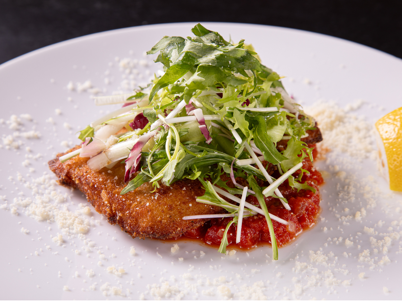 カジキマグロの香草パン粉焼き トマトソース