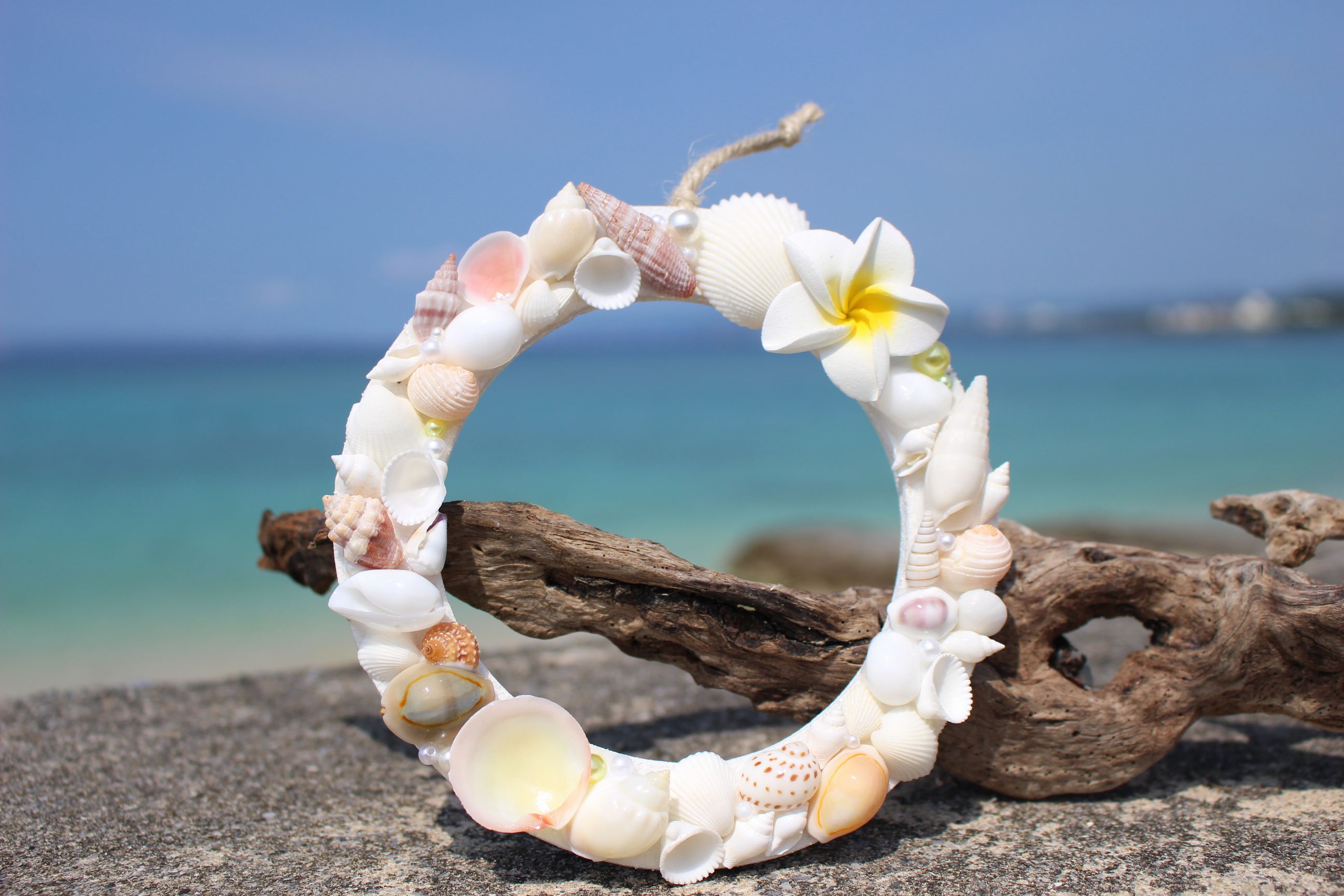 海を感じる硝子のバルーン&シェルリース二点セット サンセット＆星空