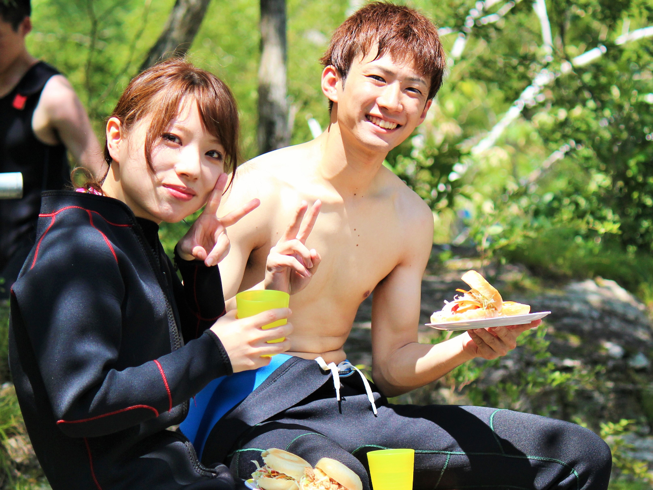 青空のなか気持ちの良いランチタイム〜♪yumyum...