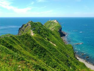 積丹半島観光で1番人気の神威岬です。先端までは 体力によって変わってきますが、15分〜30分かかります。先端の景色は絶景です!