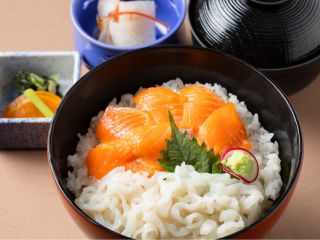 サーモンと烏賊の二色丼