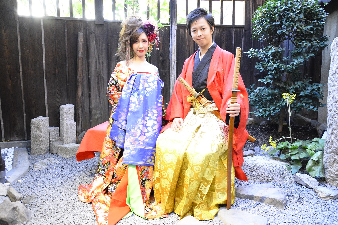 カップル花魁散策プラン 本格花魁に変身 花魁姿と羽織袴で注目度が高いお散歩プラン 京都高級花魁 舞妓体験スタジオ 花りん 本店 じゃらん遊び体験