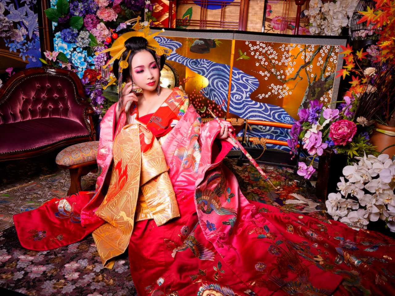 牡丹プランは2つのスタジオから選択できます( グループで共通) 写真は金華の間)