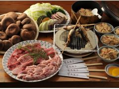 魚釣りと黒毛和牛若鶏コース