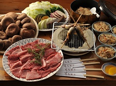 魚釣りと黒毛和牛コース