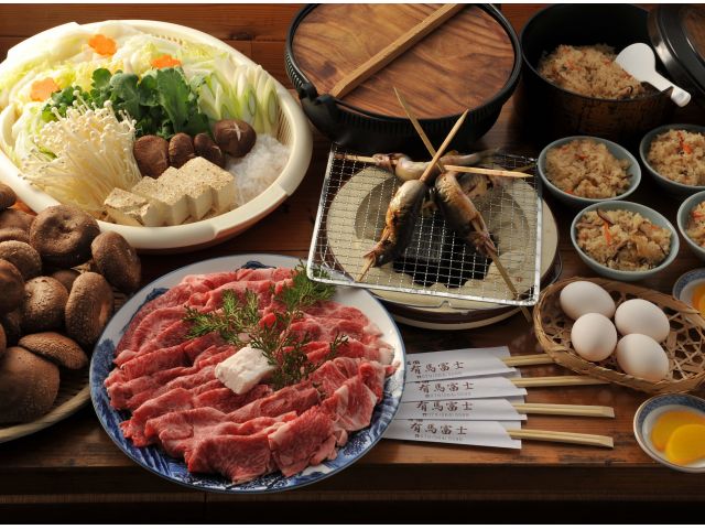 魚釣りとすき焼きコース