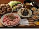 鮎のつかみどりと黒毛和牛若鶏コース