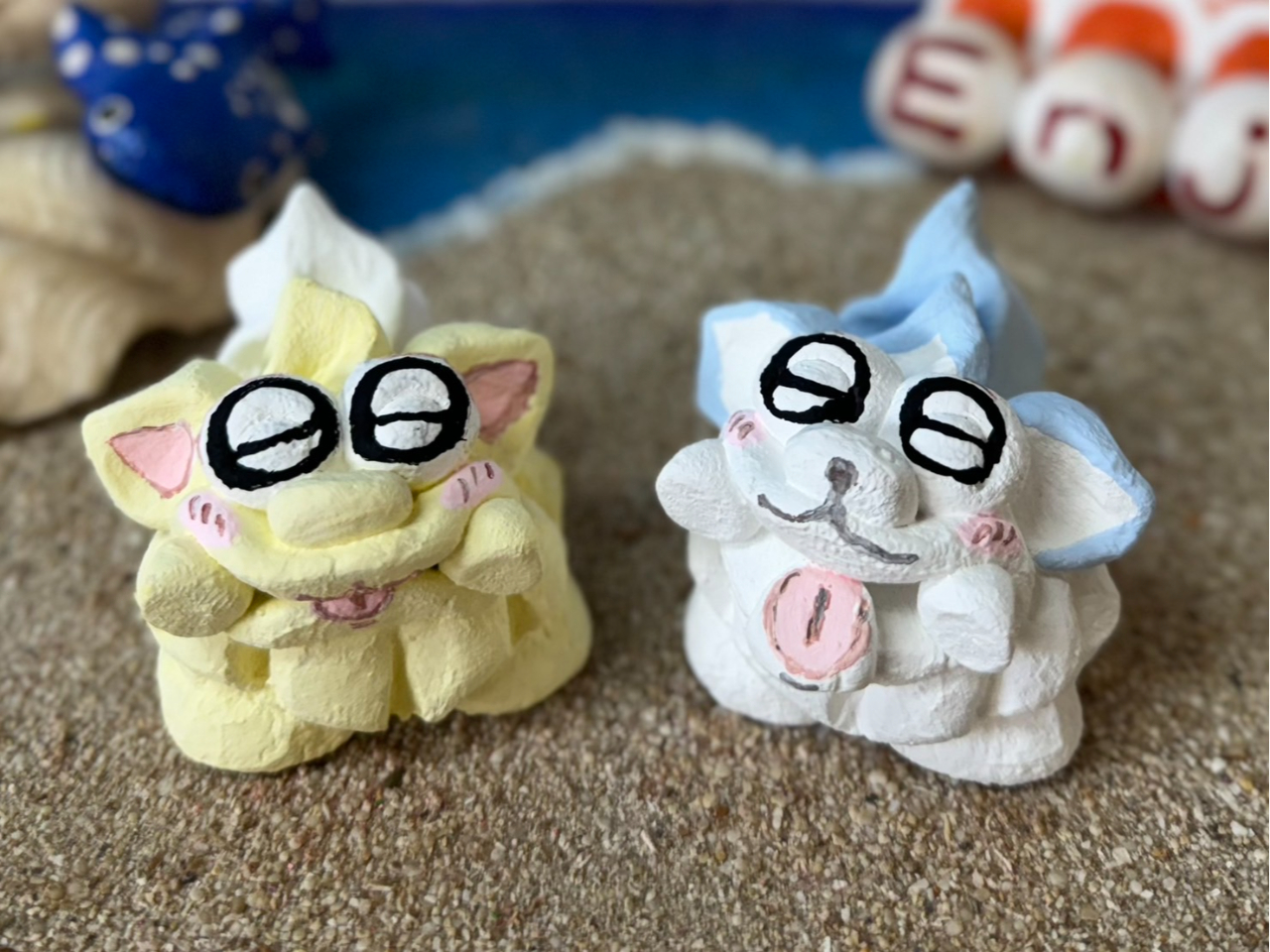 漆喰シーサーをちいかわ風に絵付け♪