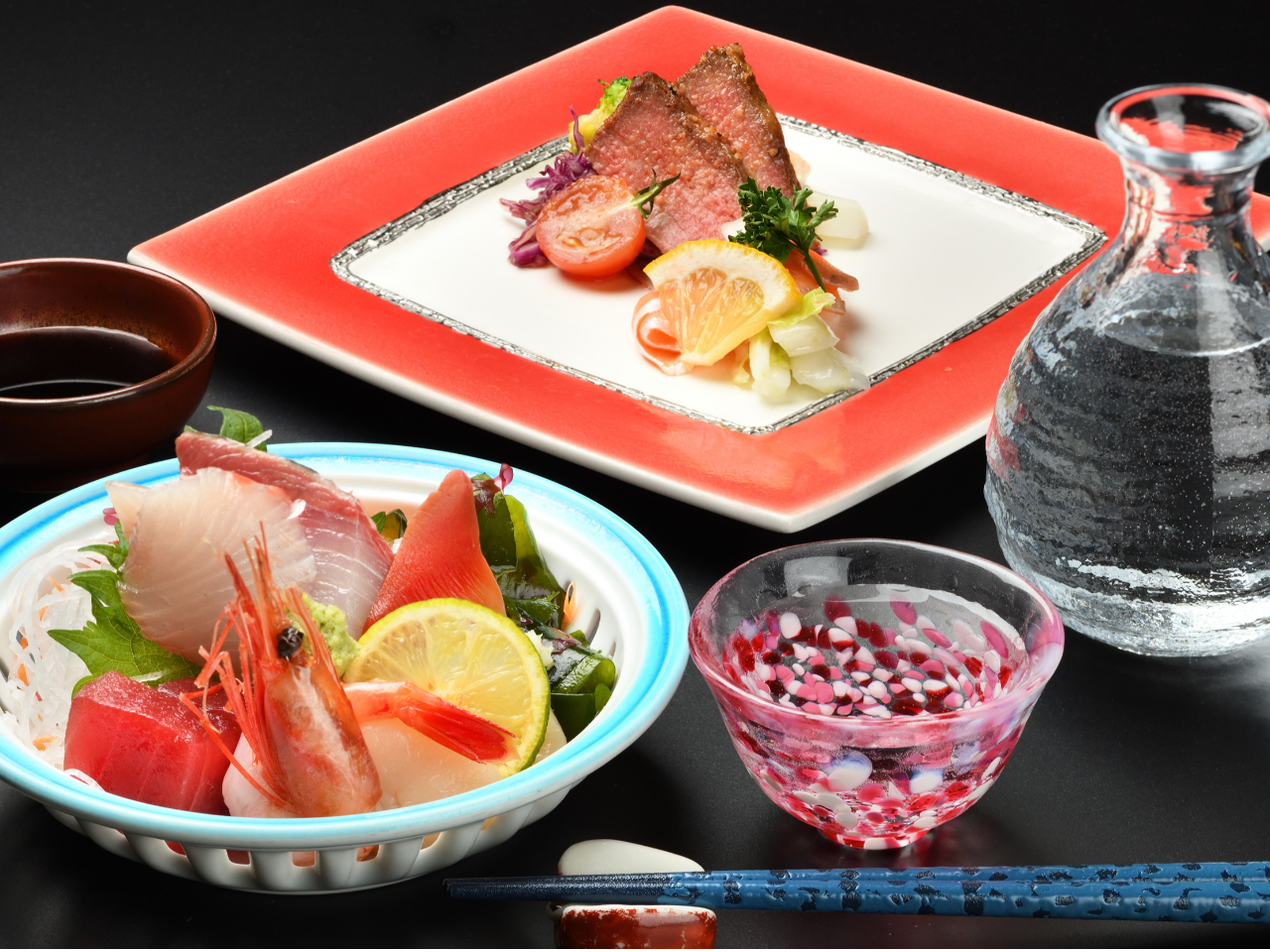 メイン料理と日本酒