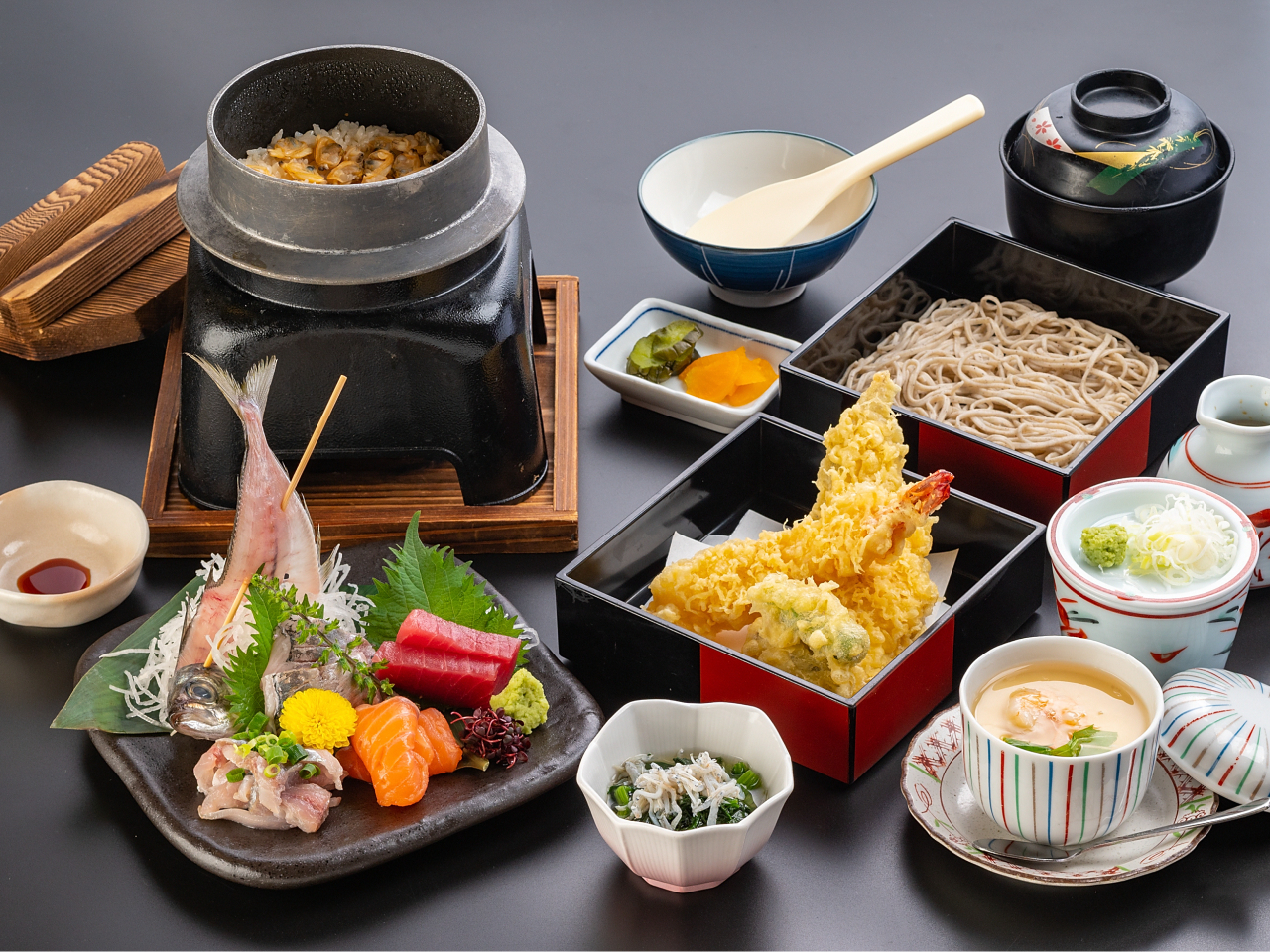 【入館パック+選べる豪華御膳+ワンドリンク付き】天刺し御膳orステーキ御膳からお...