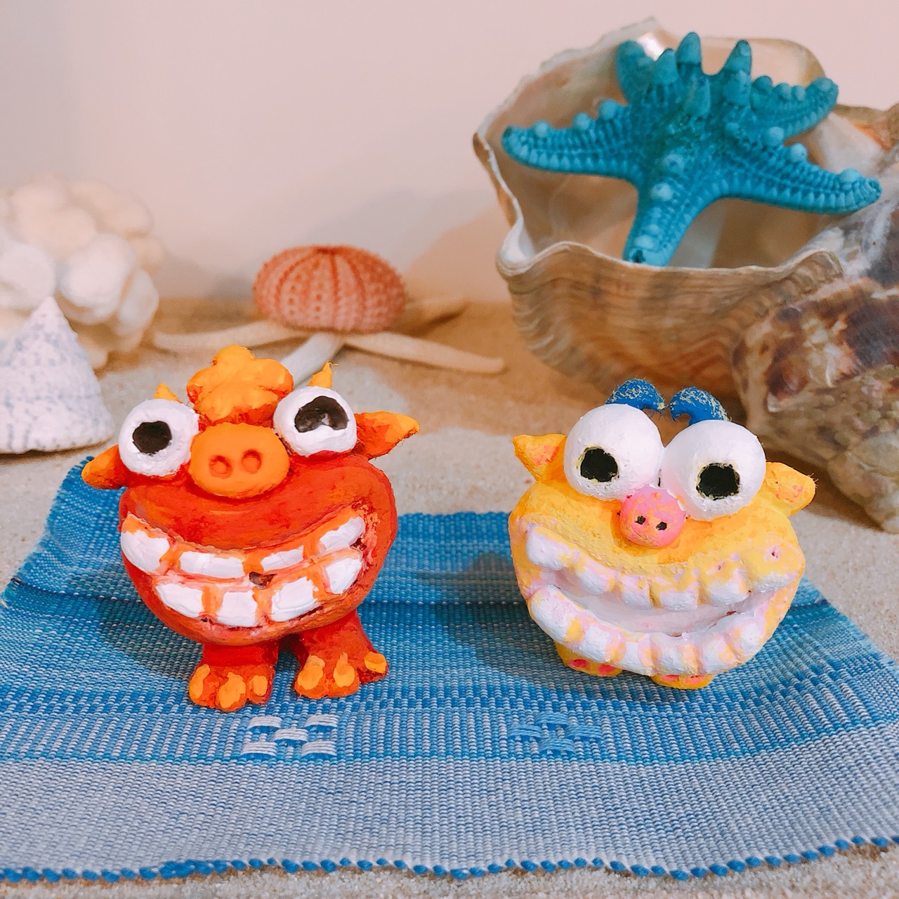 自分で作ったみんさーコースターにのせて飾ったり!