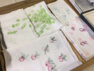 繭はんこを自在にスタンプ♪オリジナルの作品に♪布は洗濯しても模様が消えない加工!