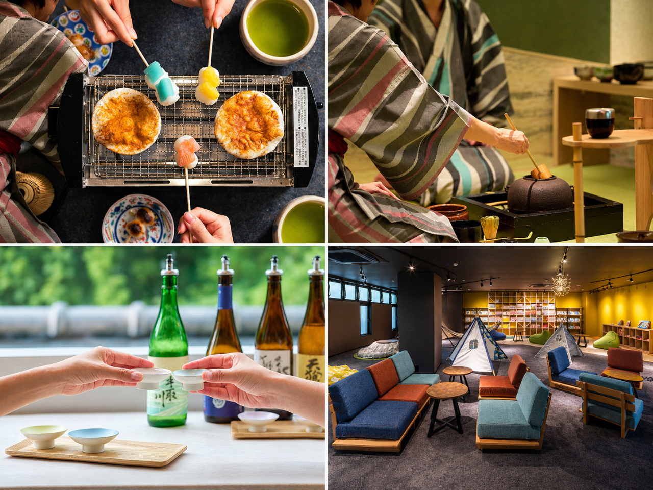 【温泉+文化体験】手焼き体験、抹茶体験、日本酒飲み比べ、漫画コーナー、卓球すべて...