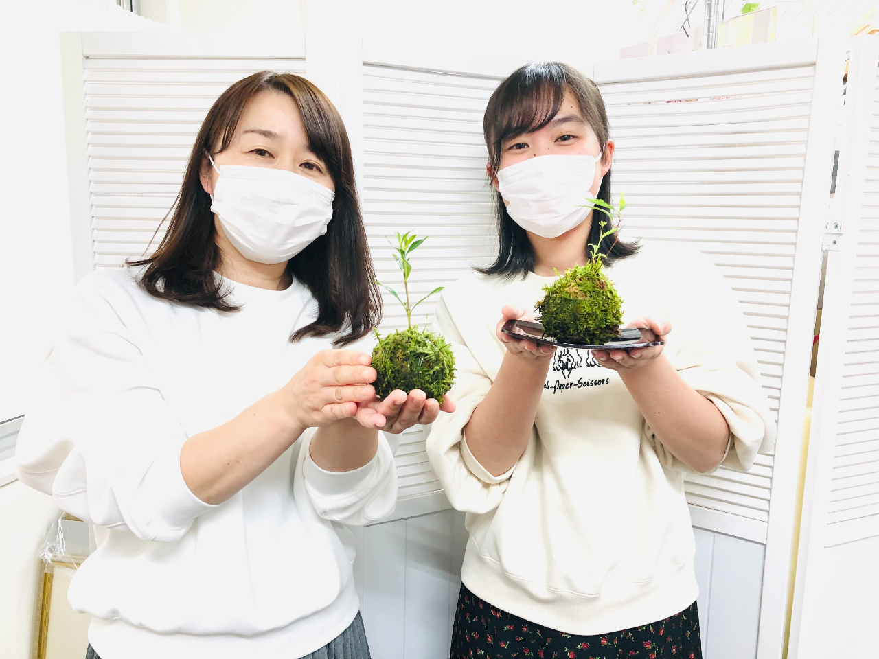 可愛い苔玉♪完成後は飾るのも楽しみ