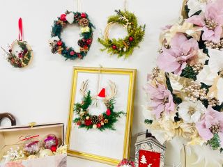 お好きに飾り付けいただけます♪かわいいリースが楽しく作れますよ♪