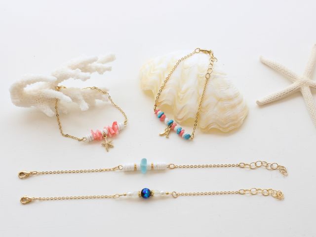 天然石やサンゴをあしらったチェーンブレスレット Orアンクレット 作り 女性同士 カップルにもおすすめ Kanoa恩納店 じゃらん遊び体験 天然石やサンゴをあしらったチェーンブレスレット Orアンクレット 作り 女性同士 カップルにもおすすめ Kanoa恩納店 じゃらん遊び体験