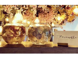お好きなドライフラワーを使用して、記念日や結婚式に使用するキャンドルの作成も可能です!
