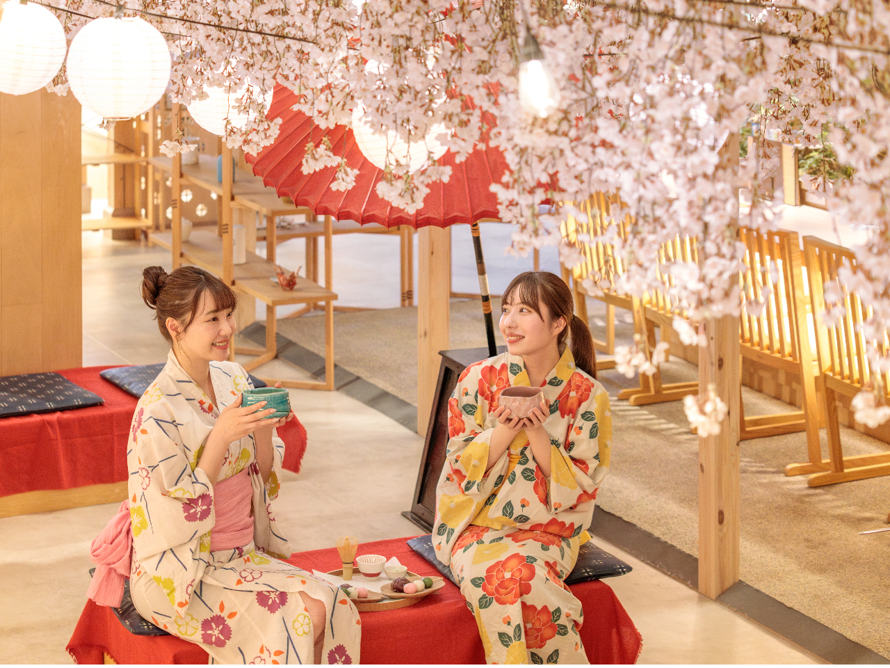 館内でお花見!? レンタル浴衣は20種類以上