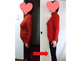 60歳の女性。お寿司もラーメンもケーキも、好きなものを我慢せずに食べています!たった2ヶ月半でこの変化!キツキツだったズボンがユルユルになりました!!