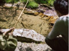 浅瀬の渓流なので安心。