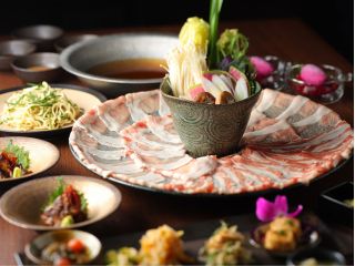 沖縄食材の前菜と、旨み豊かなあぐー豚のしゃぶしゃぶを味わう特別コース