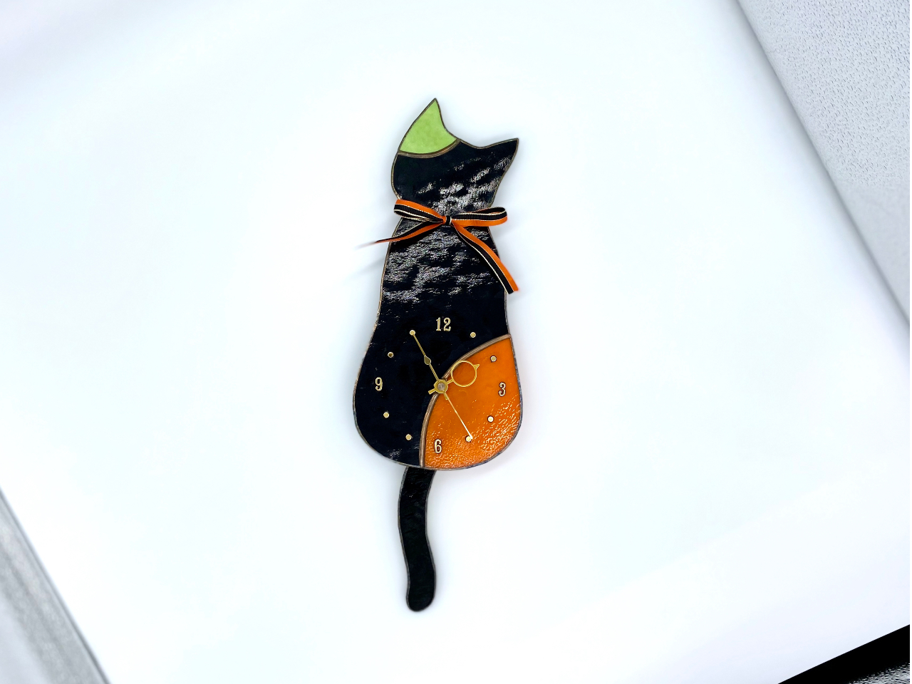 ステンドグラス 尻尾フリフリ猫時計 ステンドグラス工房rope じゃらん遊び体験 ステンドグラス 尻尾フリフリ猫時計 ステンドグラス工房rope じゃらん遊び体験