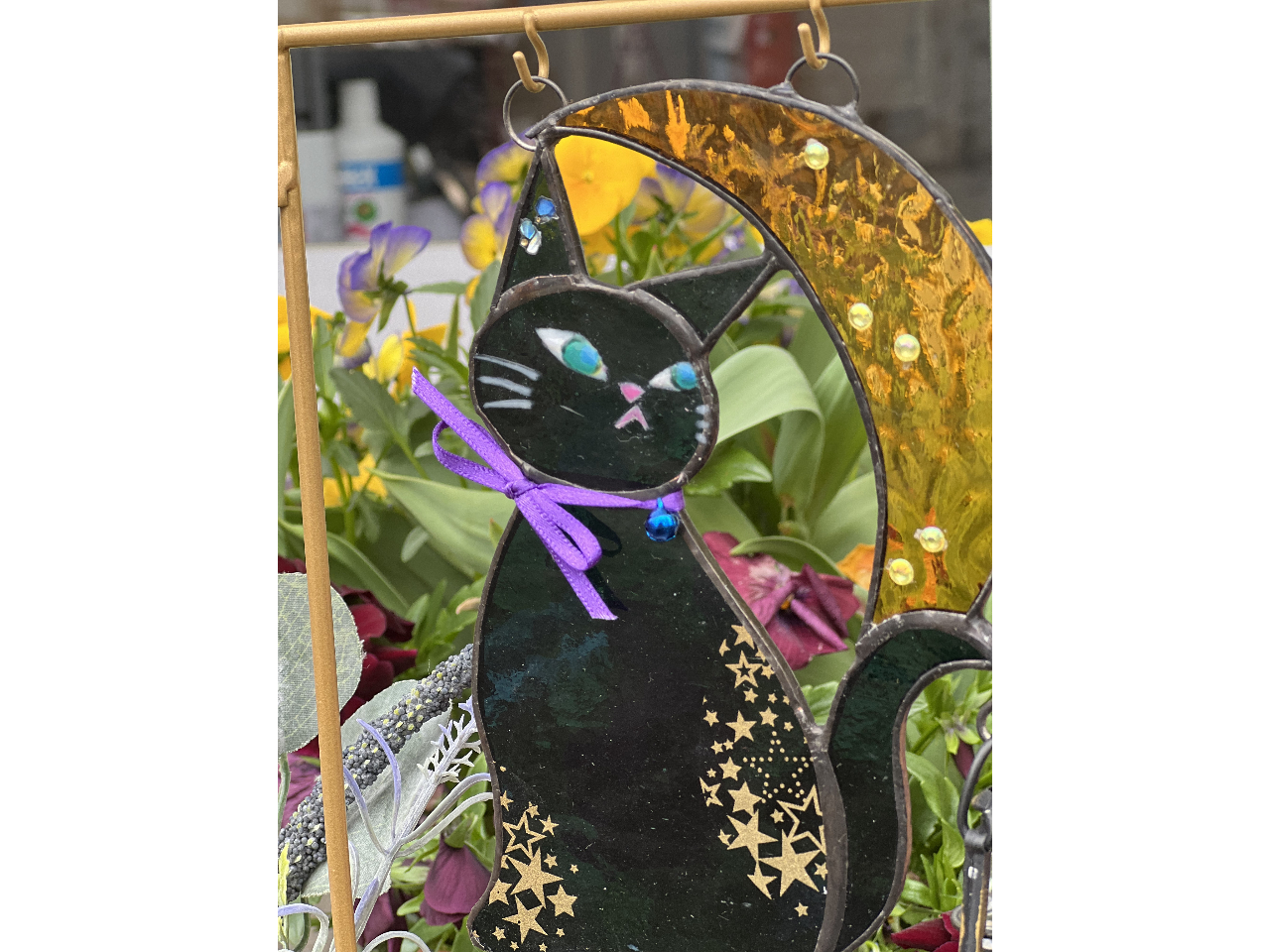 月猫☆夜猫ステンドグラス(ラック付き）作り体験♪/ステンドグラス工房