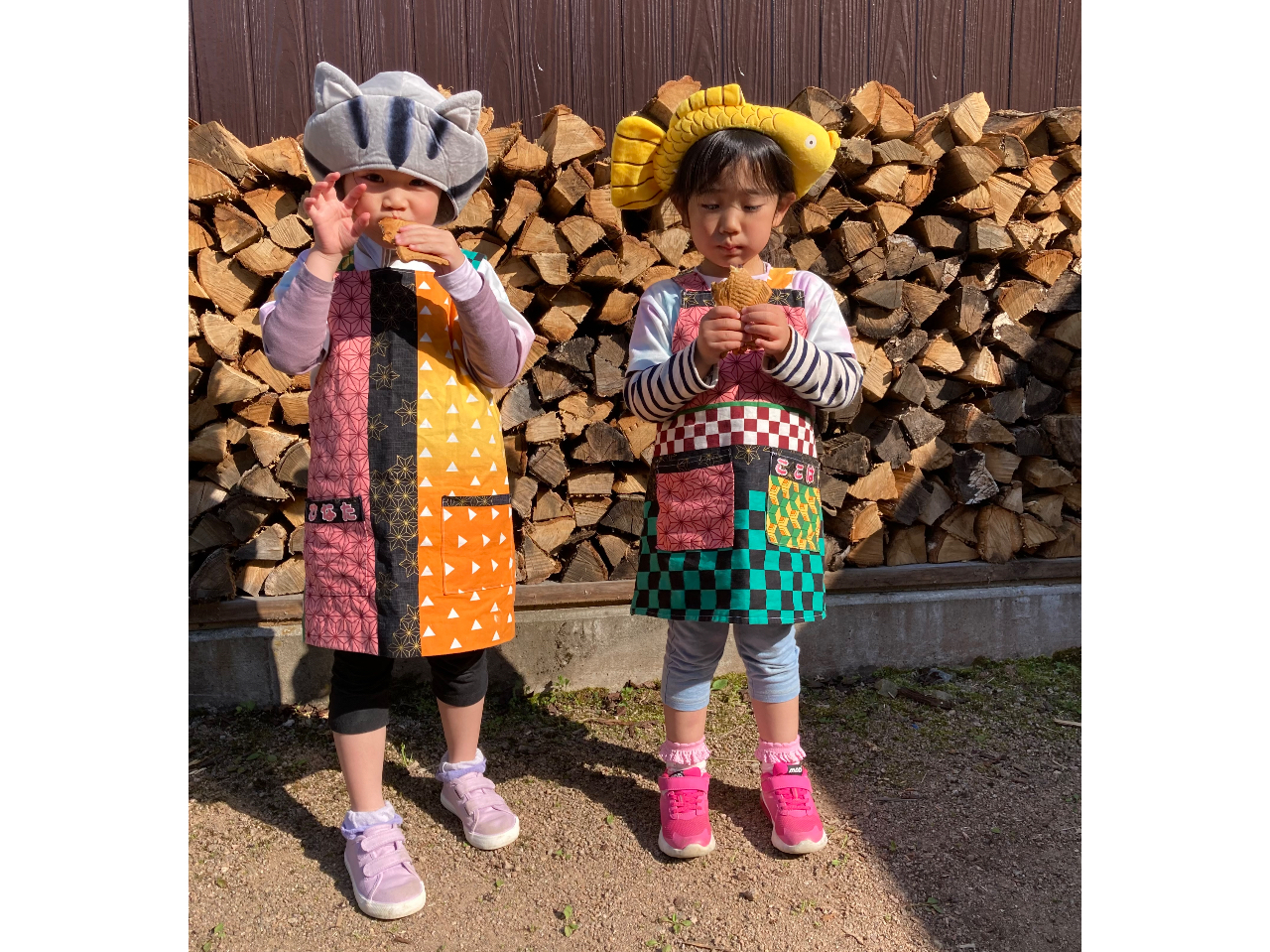 お母さん手作りの鬼滅エプロンでタイ焼き作り!ヽ(´▽`)/