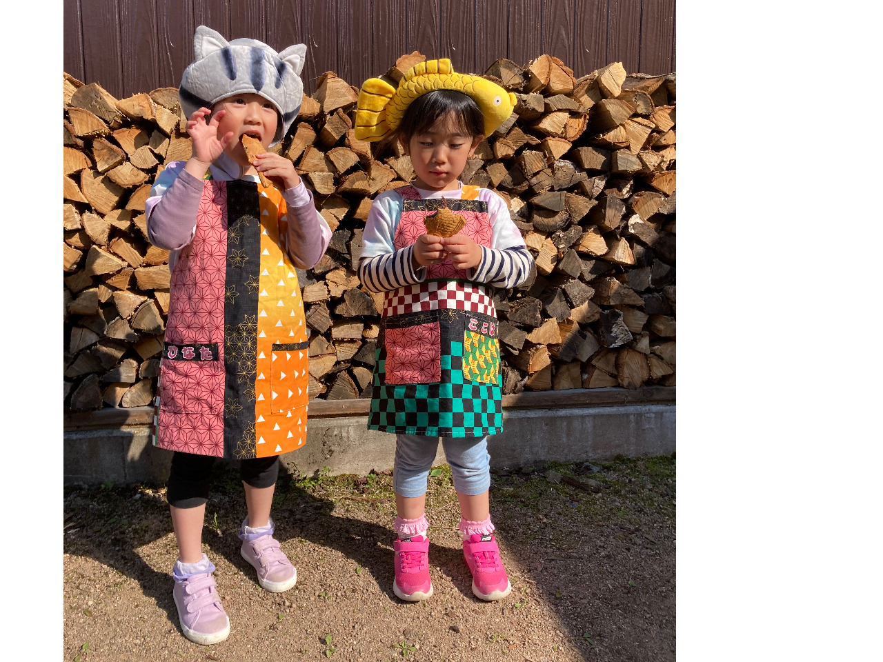 お母さん手作りの鬼滅エプロンでタイ焼き作り!ヽ(´▽`)/