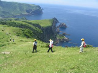 こちらの国賀海岸満喫コースは通常の定期観光バスと比べて少し長めに時間をとってあります。壮大な国賀の景色を陸地からゆっくりご堪能いただけます。