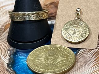 アルゼンチンのコインを使ってリングとピアスを作成