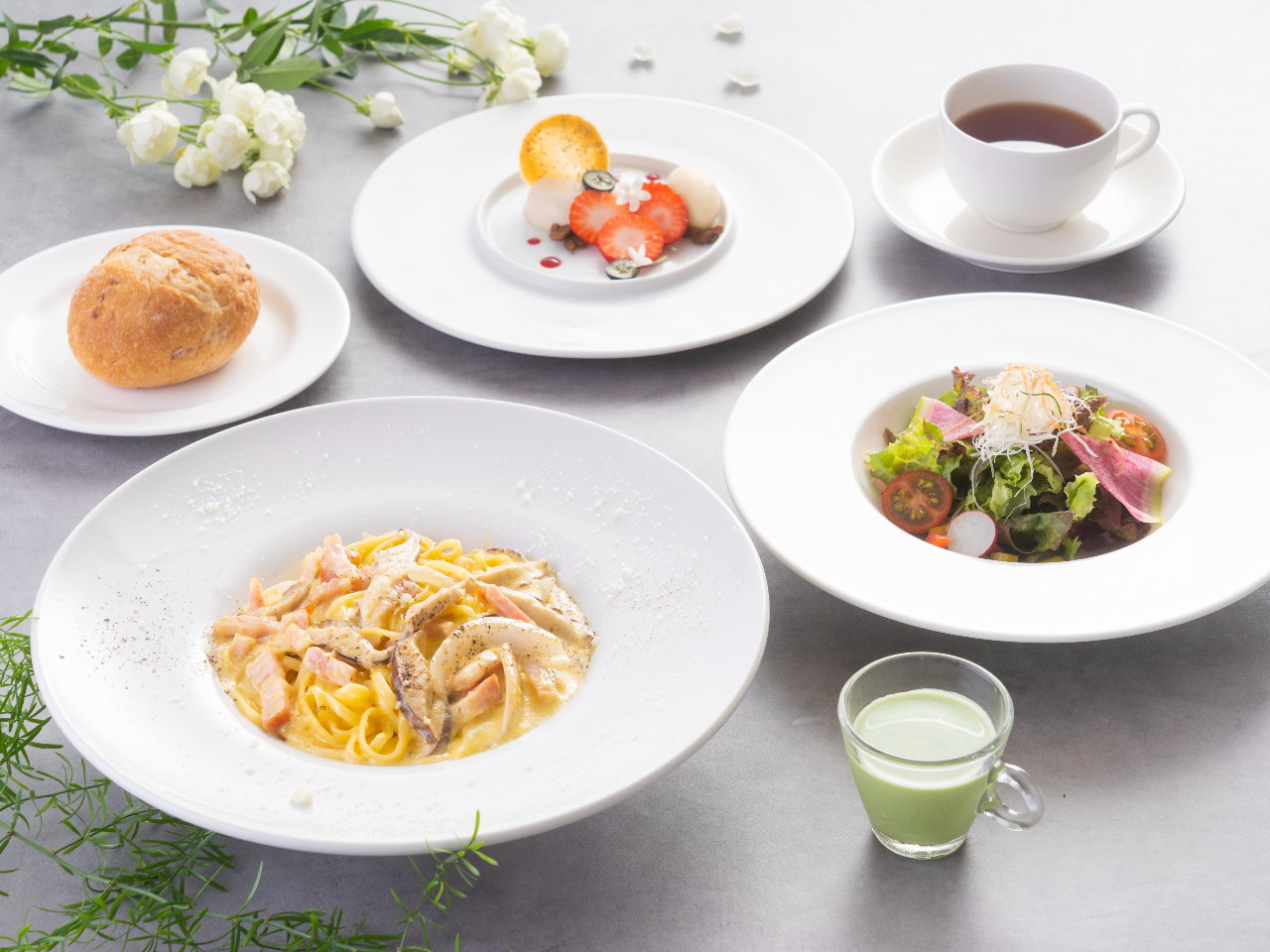 パスタセットのメニュー例(内容は変わる場合がございます)