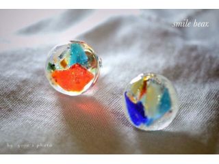 ステンドグラスのガラスで作るピアス♪