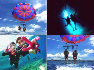 青の洞窟ダイビングとパラセーリングを一括予約出来る大人気お手ごろプランです。