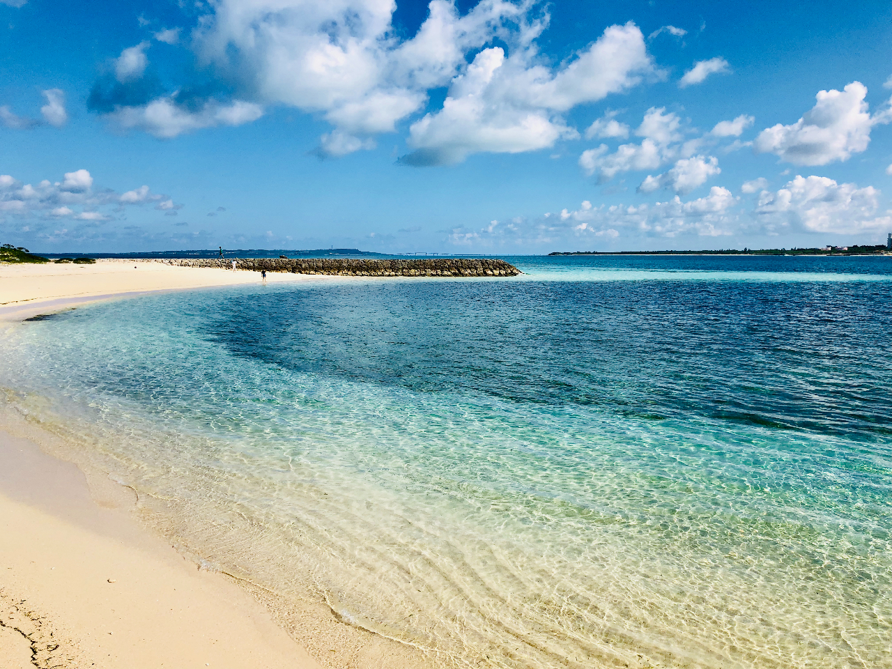 足が付くところから海に入るから安心だよ