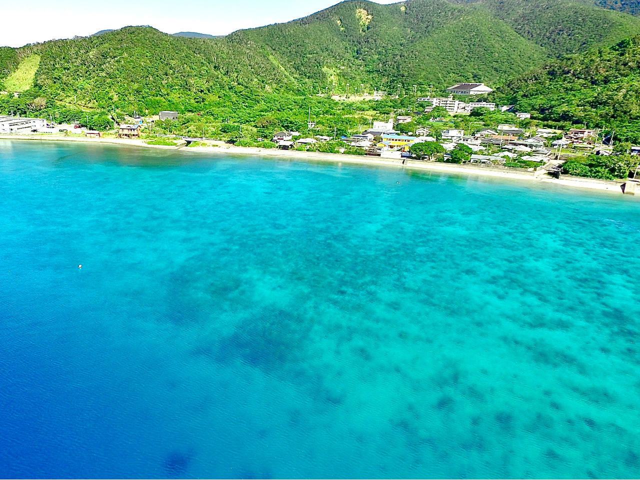 施設の目の前の海を空から撮った写真です。