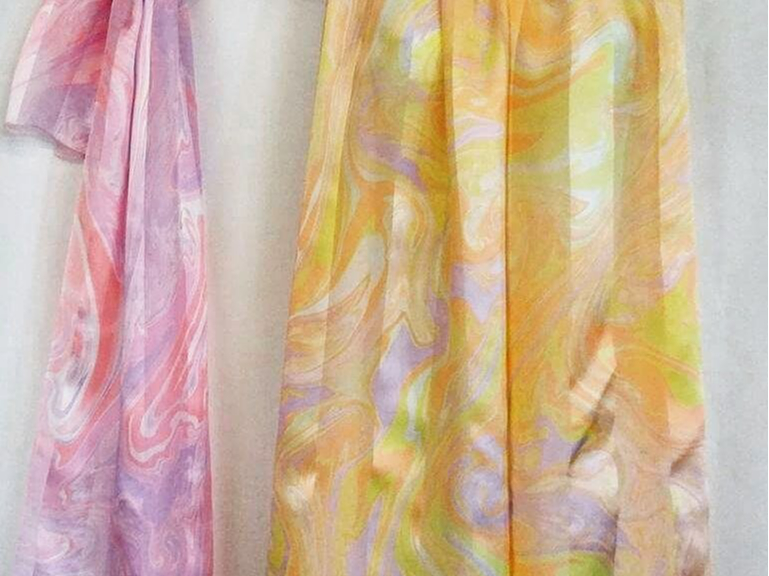 墨流し染シルクショール