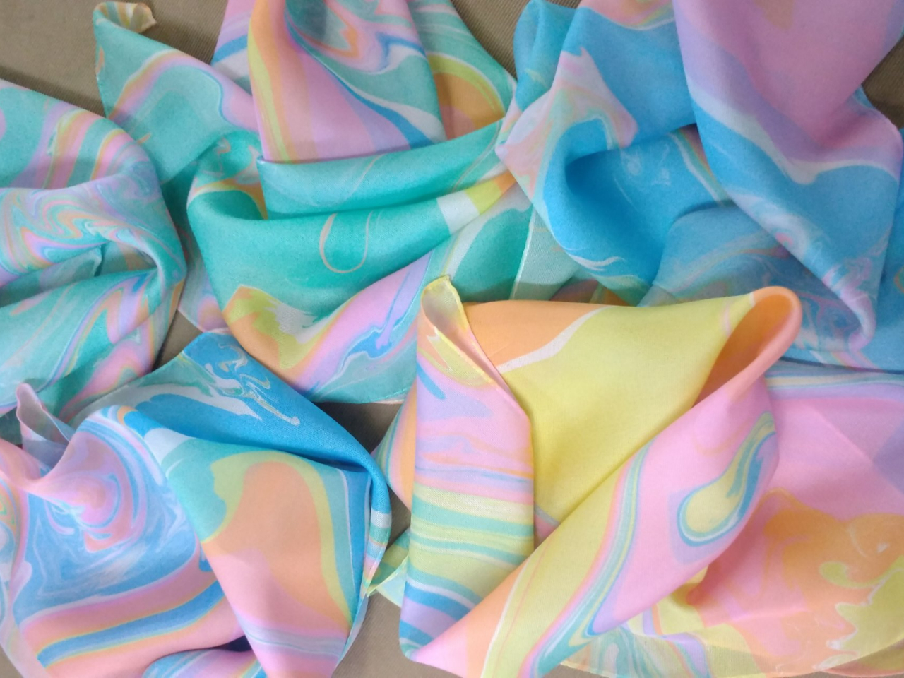 墨流し染シルクショール